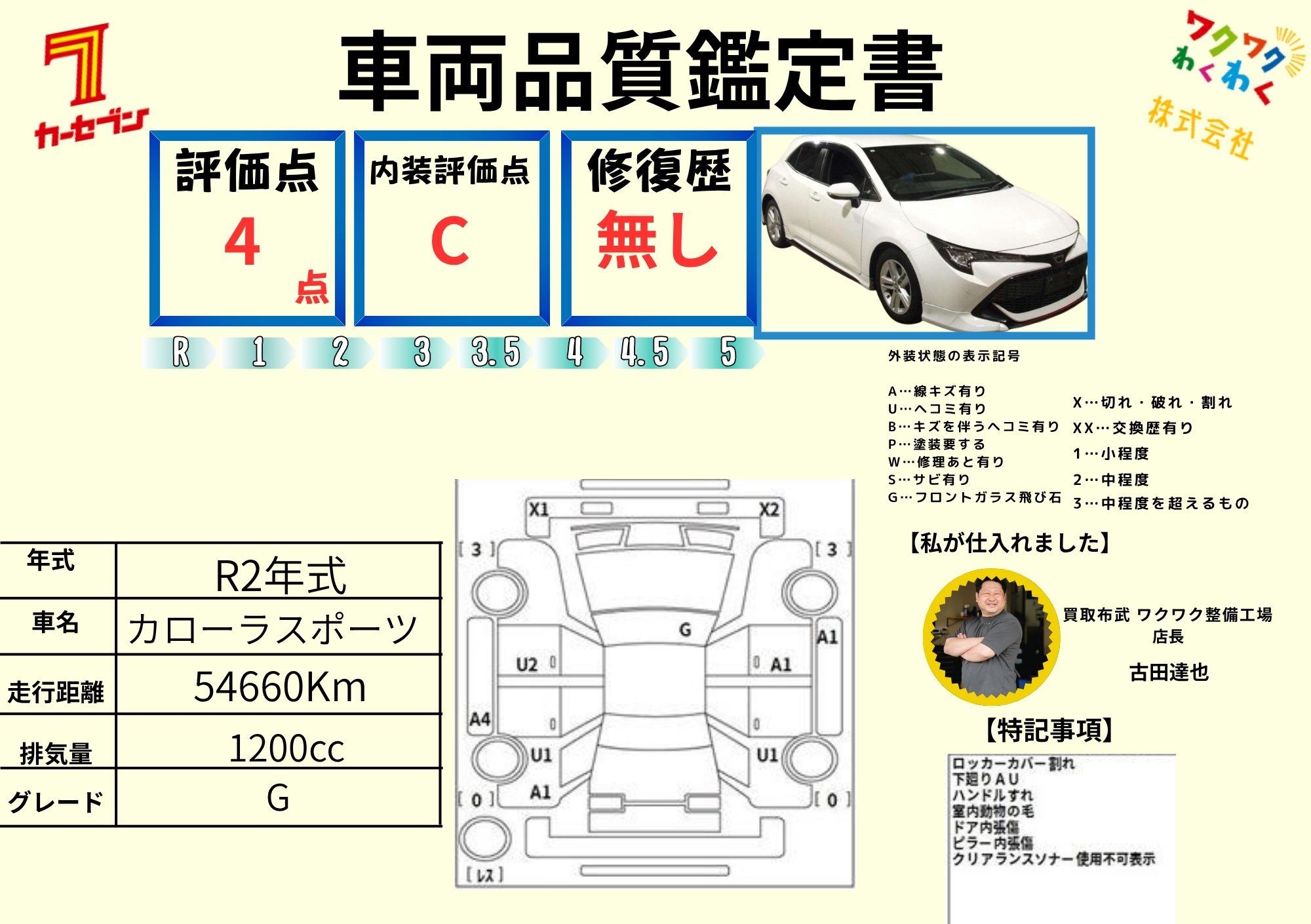 評価書（4.5点 修復歴無）1枚目