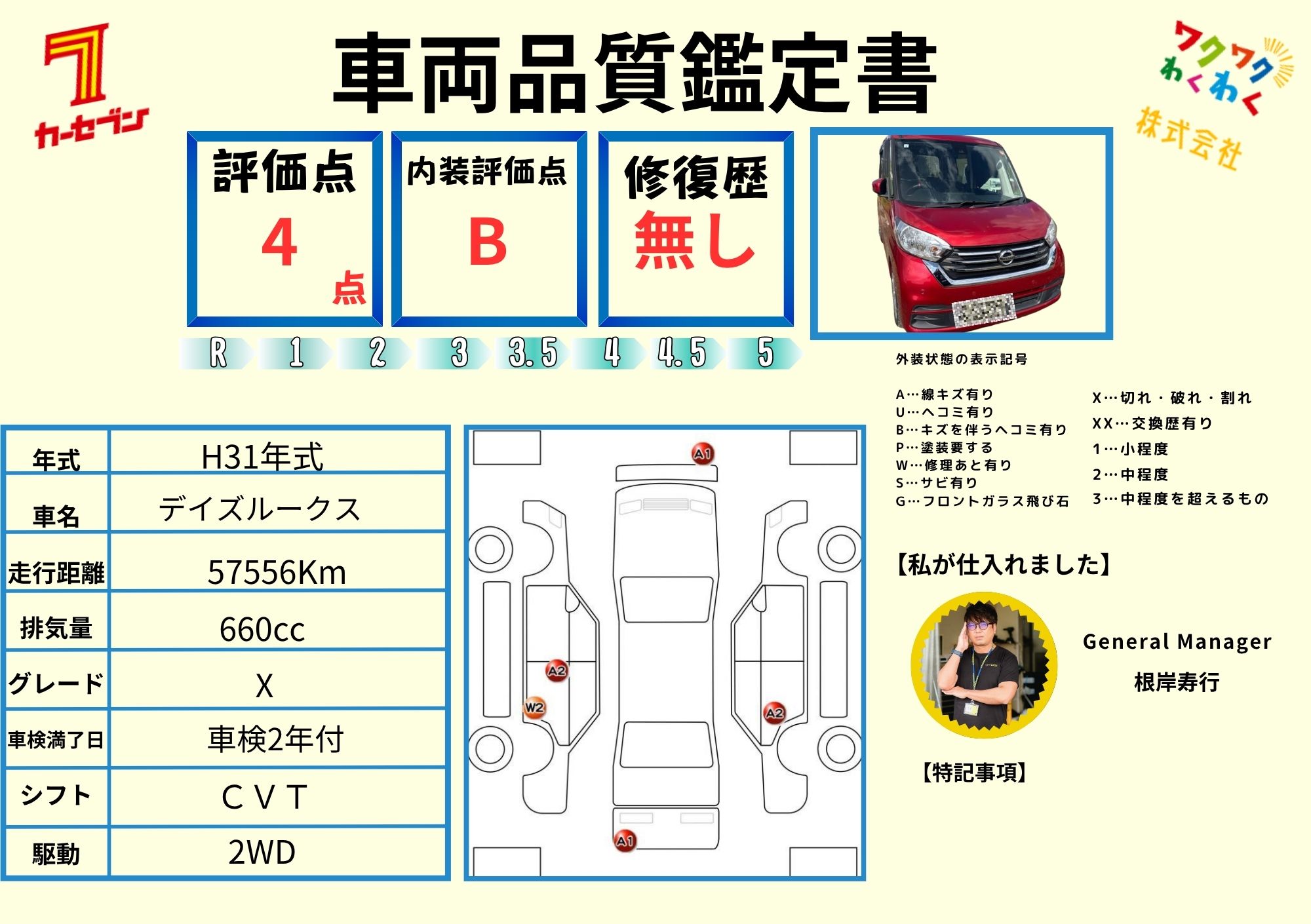 評価書（4.5点／修復歴無 1枚目）