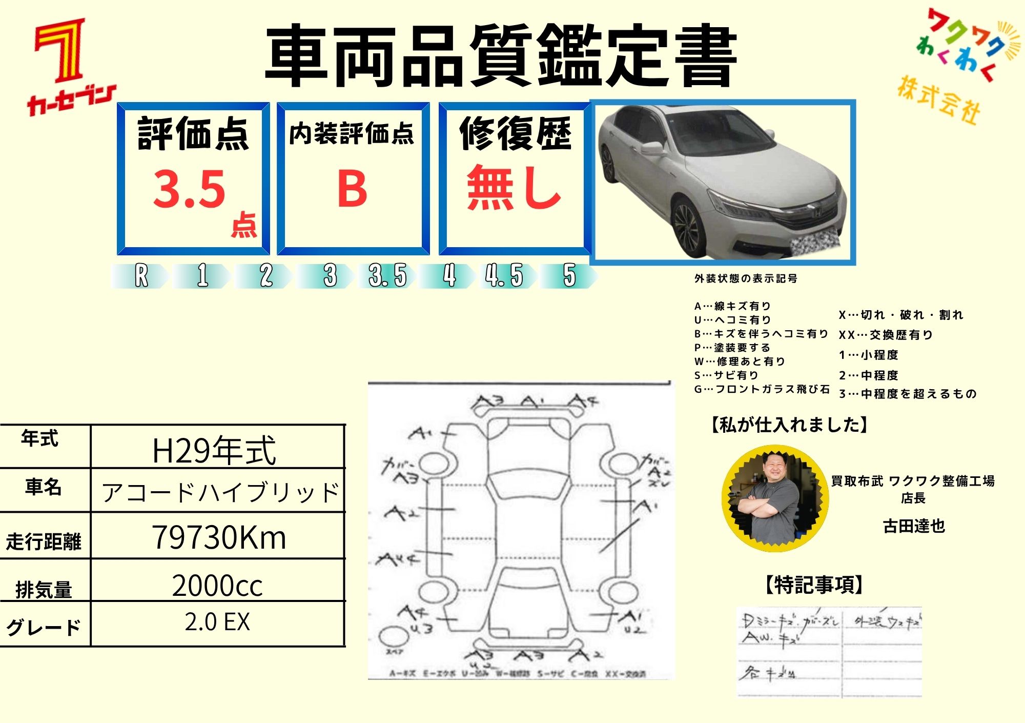 評価書（4.0点／修復歴無）
