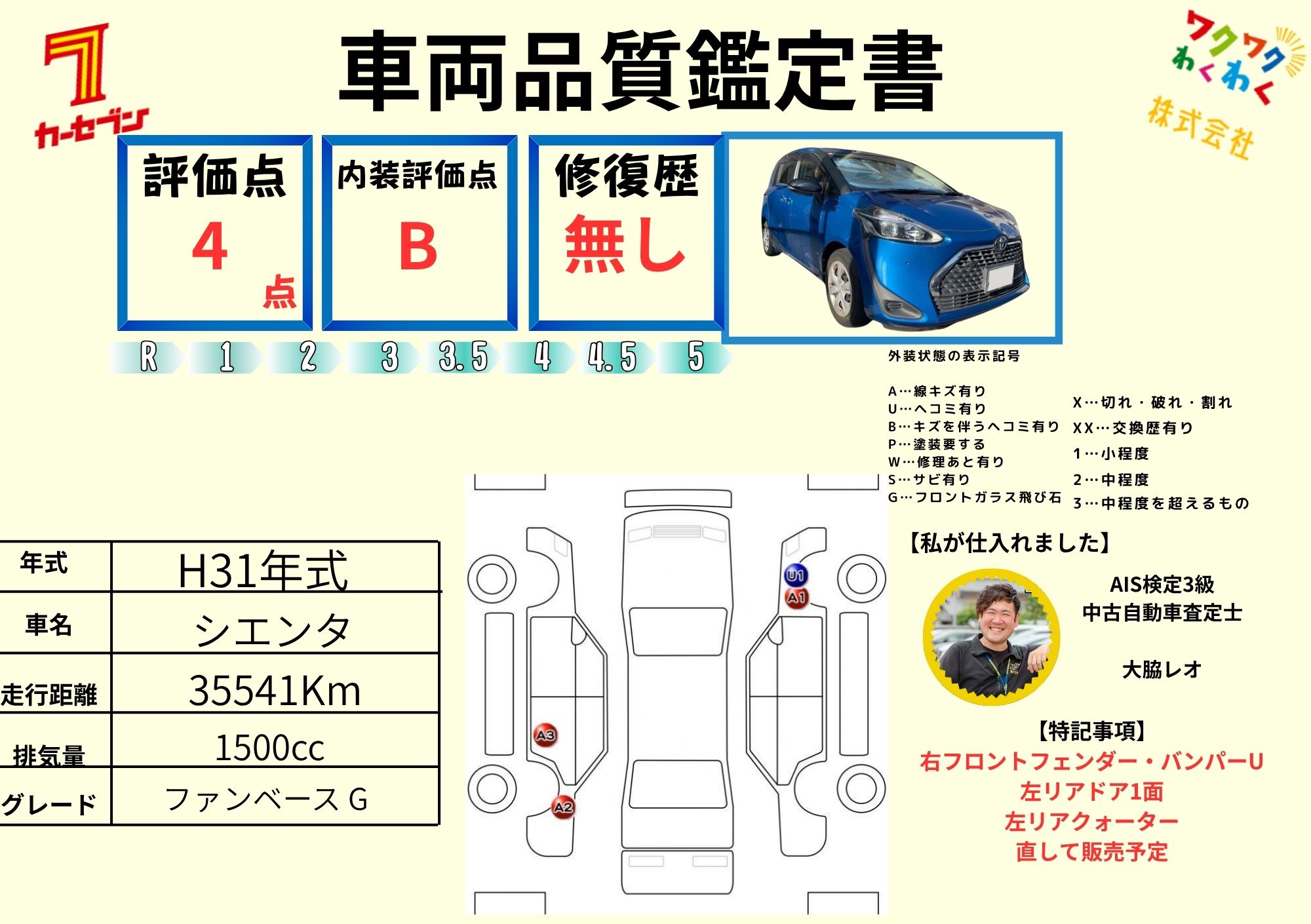 評価書1（4.5点・修復歴無）