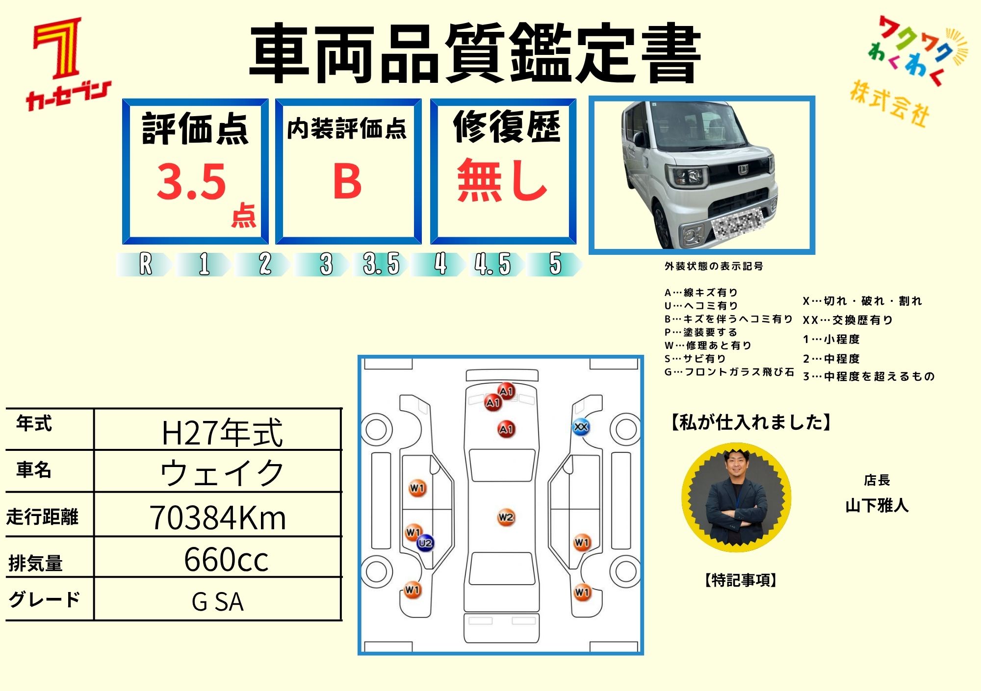 評価書（4.0点／修復歴無）1枚目