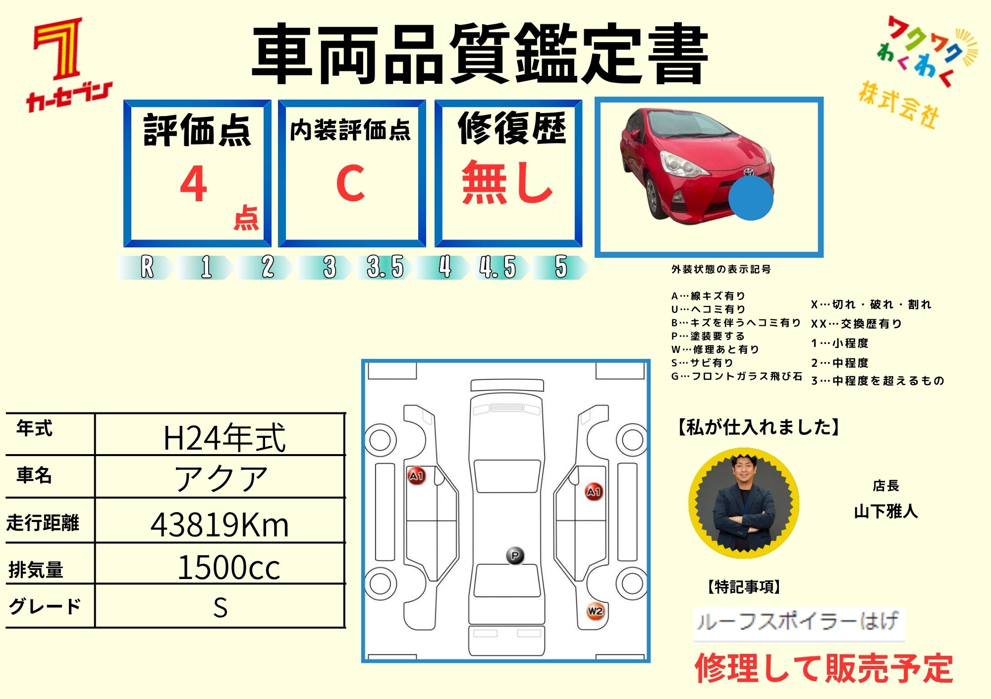 評価書 4.5点 修復歴なし 3