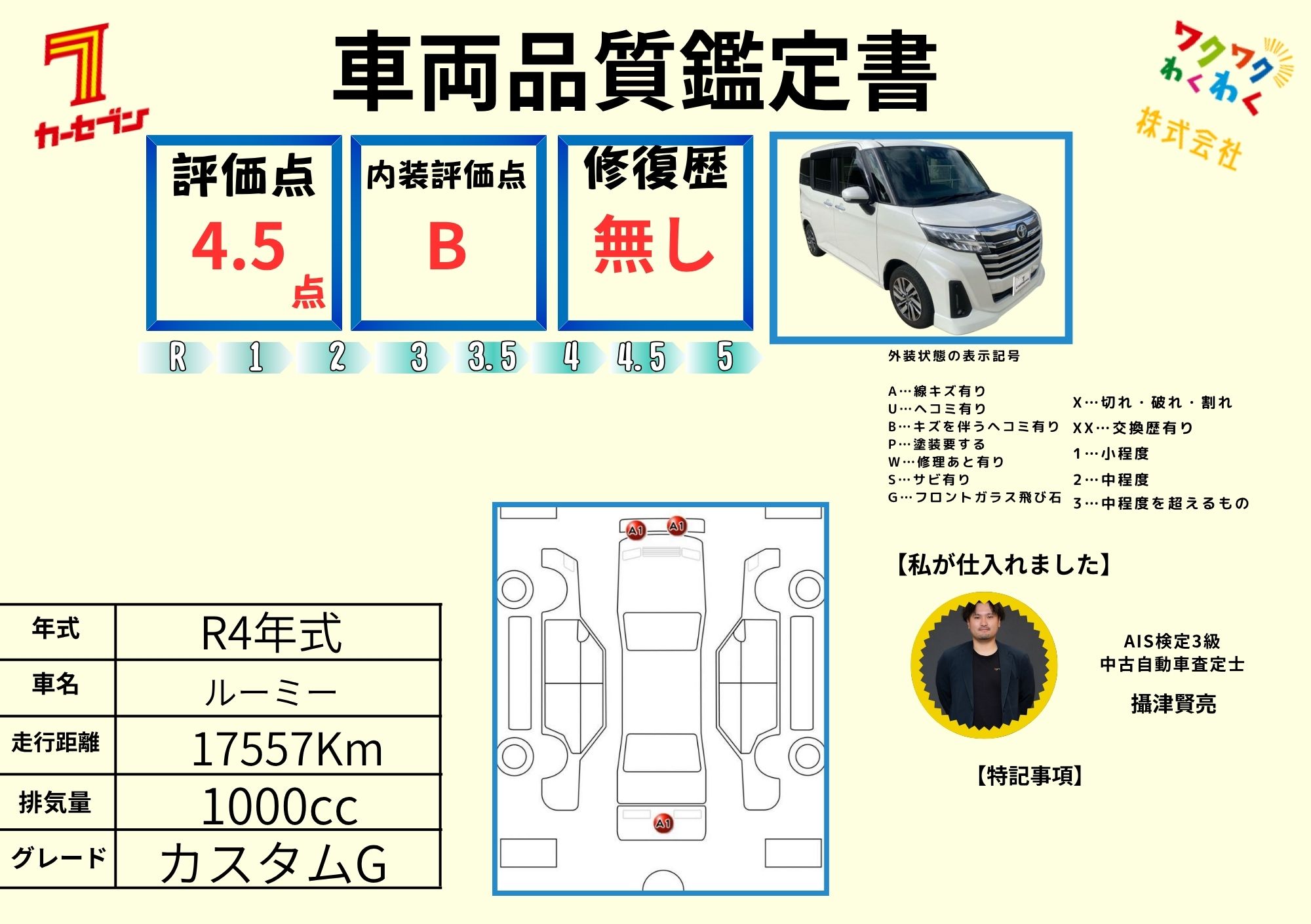 評価書（4.5点・修復歴無）