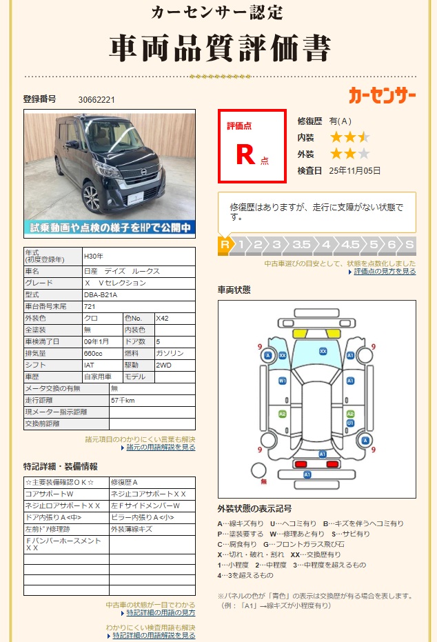 評価書4.5点 修復歴無2