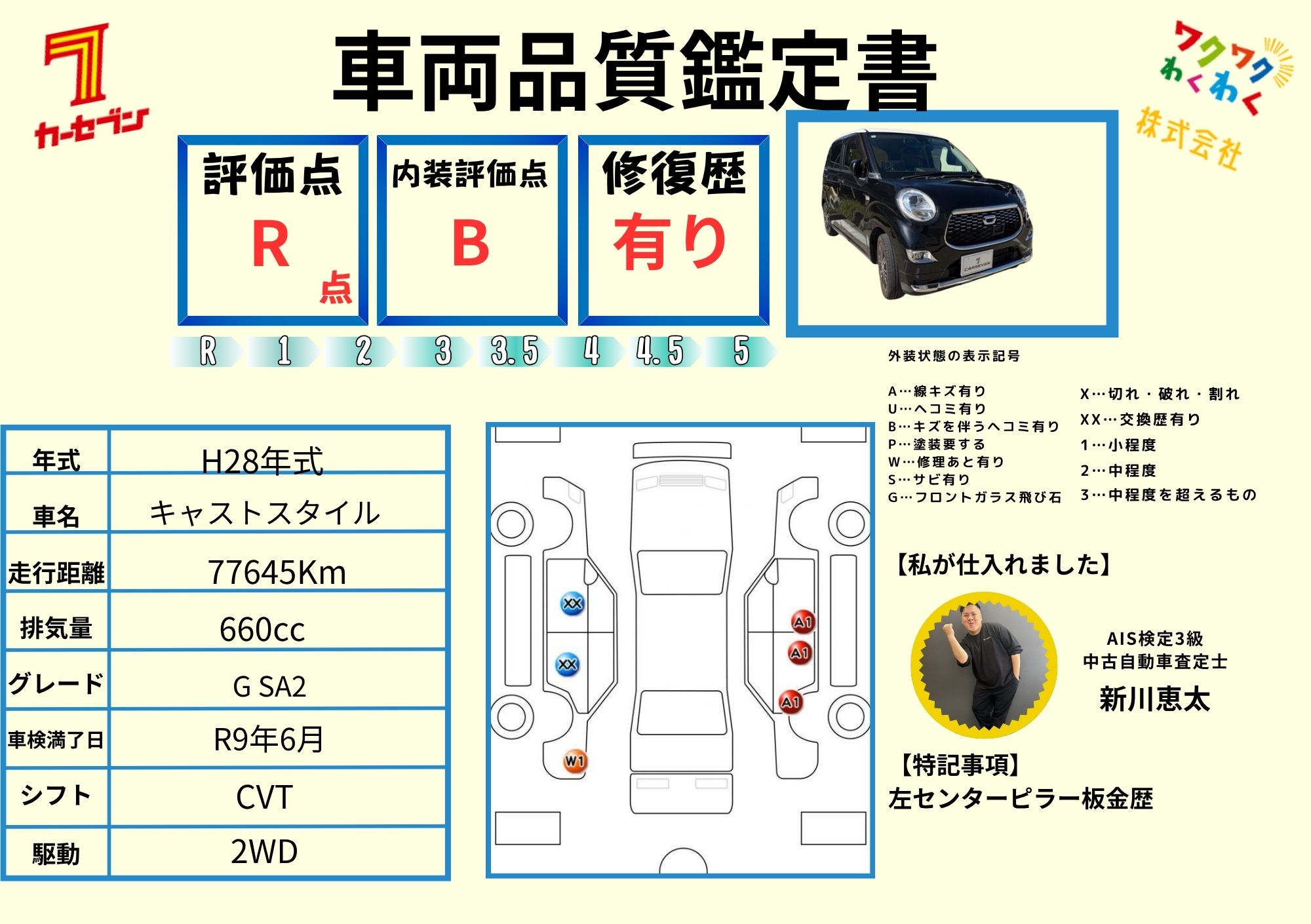 評価R点 修復歴あり