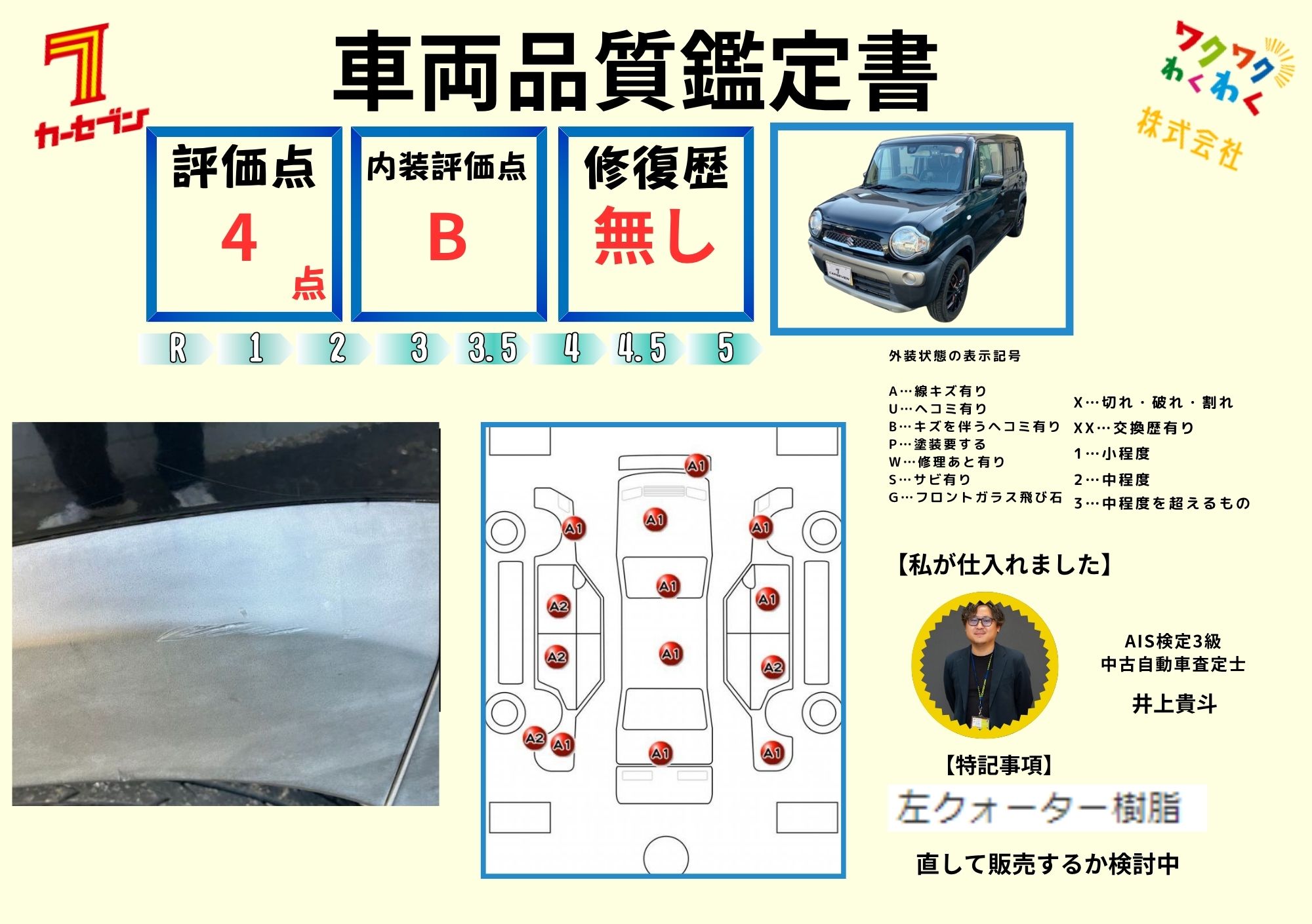 評価書（4点／修復歴無）