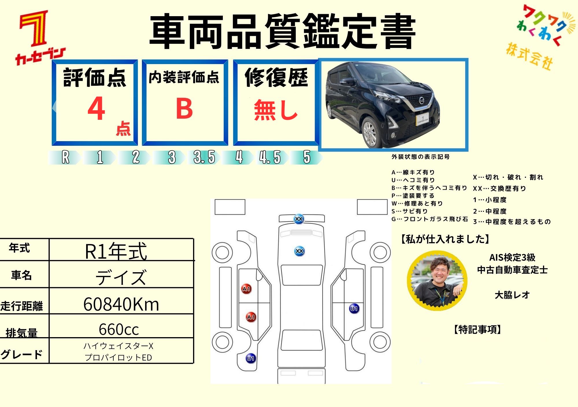 評価書（5.0点／修復歴無）