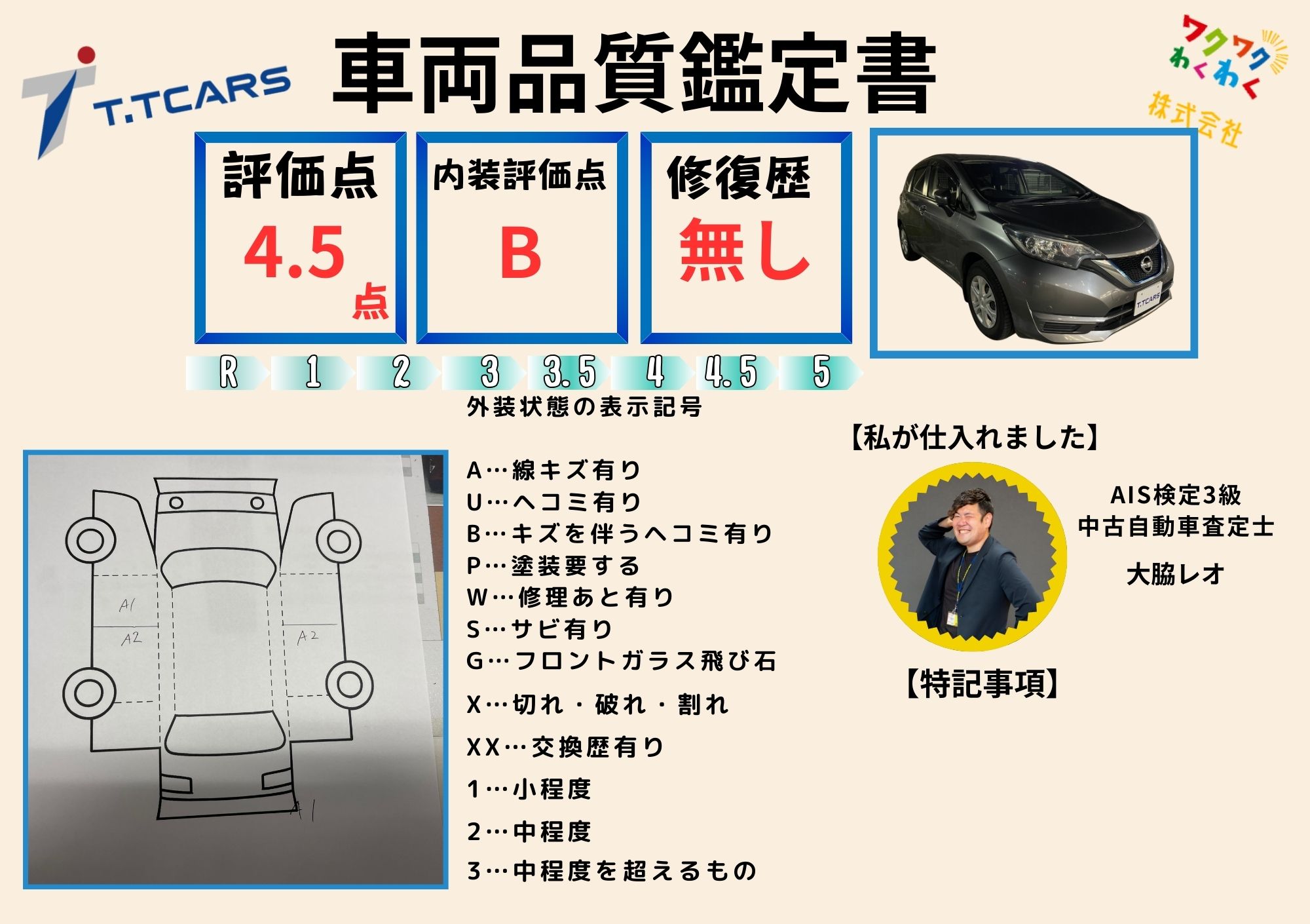 評価書（4.5点・修復歴なし）