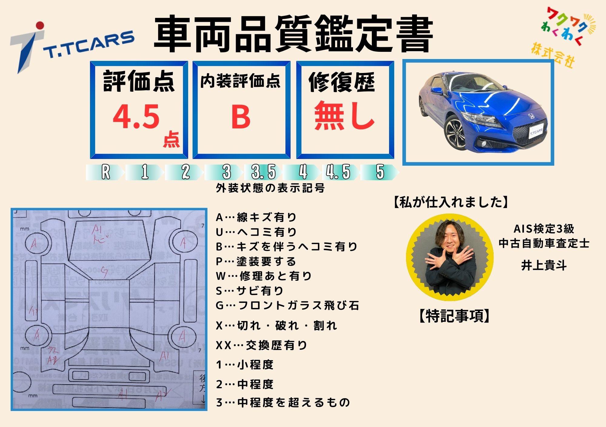 評価書 4.5点 修復歴なし