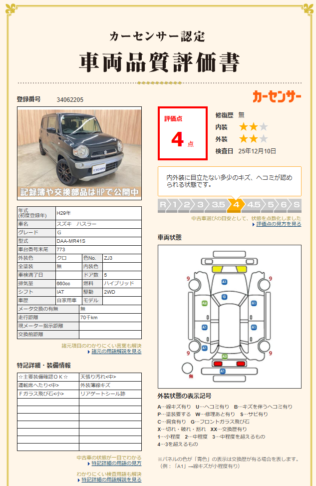 評価書2（4.5点・修復歴無）
