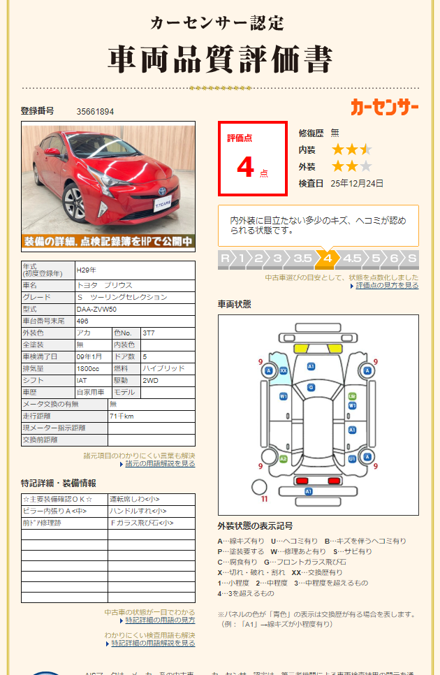 評価3.5点 修復歴なし（2枚目）