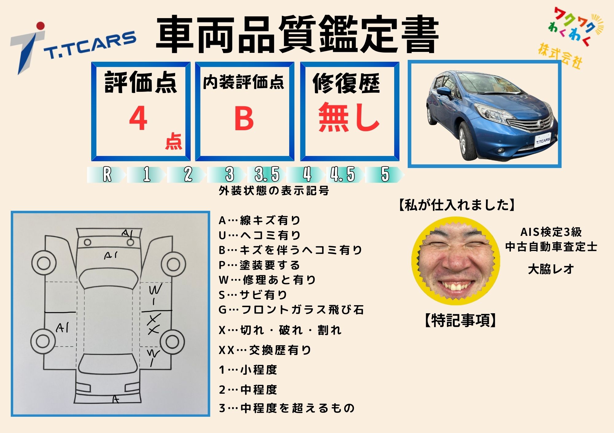 評価書 4点 修復歴なし