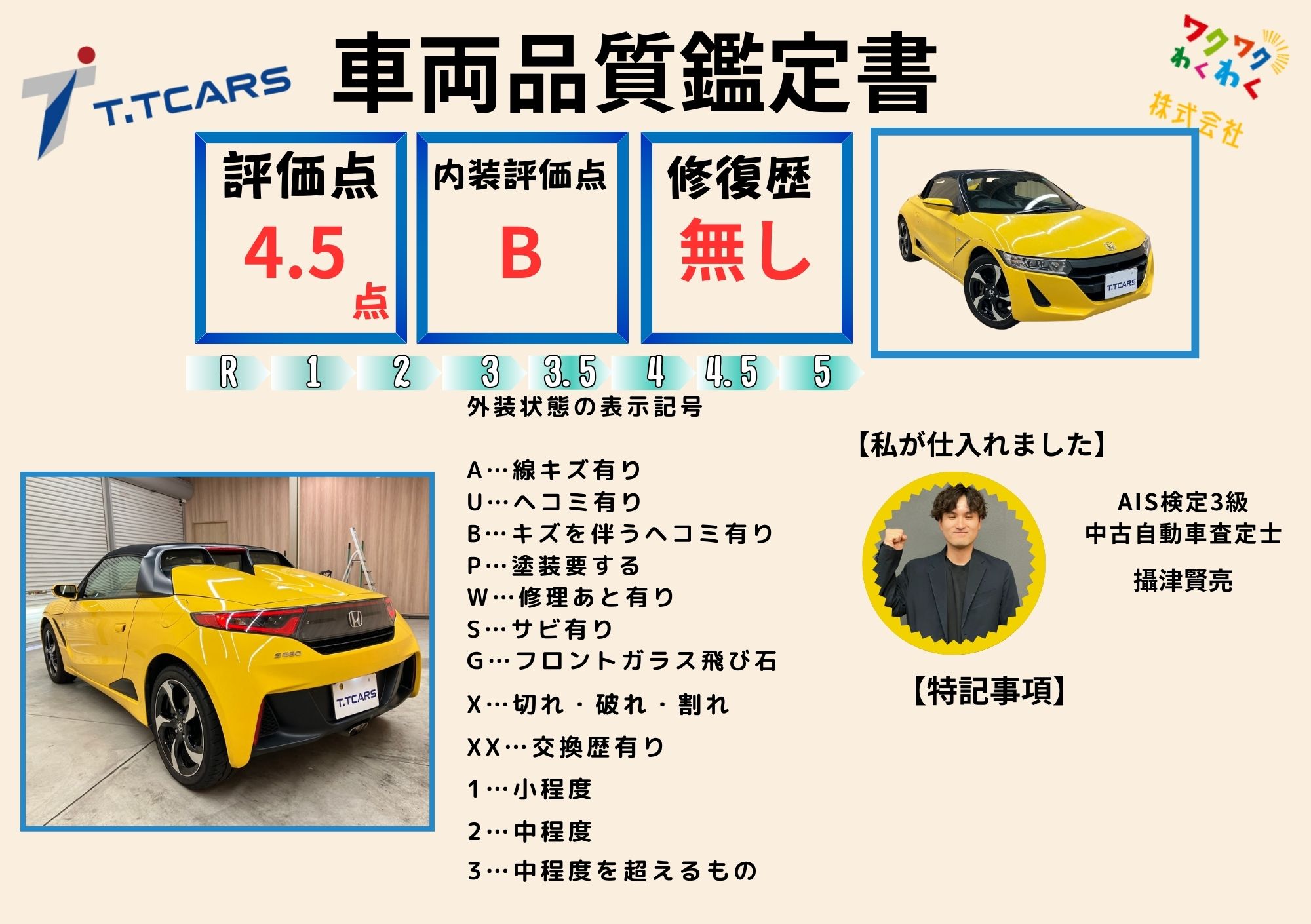 評価書 5点 修復歴なし 1