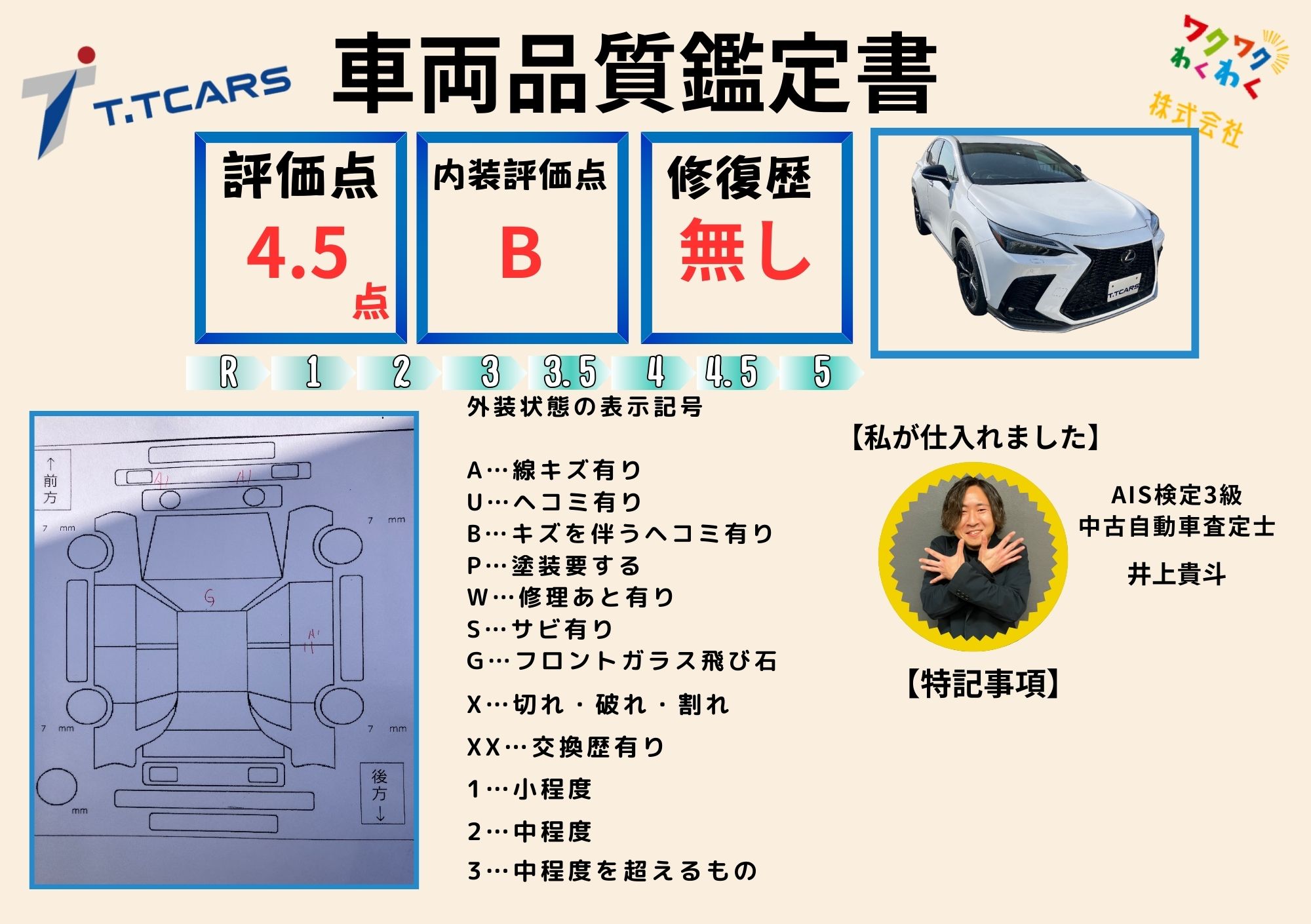 評価書 4.5点 修復歴なし